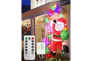 Santa Climbing Ladder Inflatable with Built-In LED Light