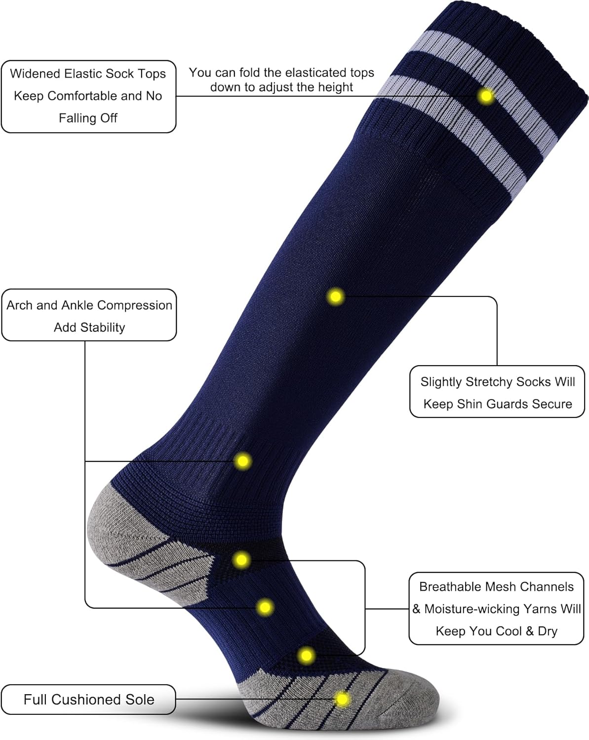 CWVLC Soccer Socks for Kids Youth Adult, Cotton Football Softball Baseball Socks - Image 5