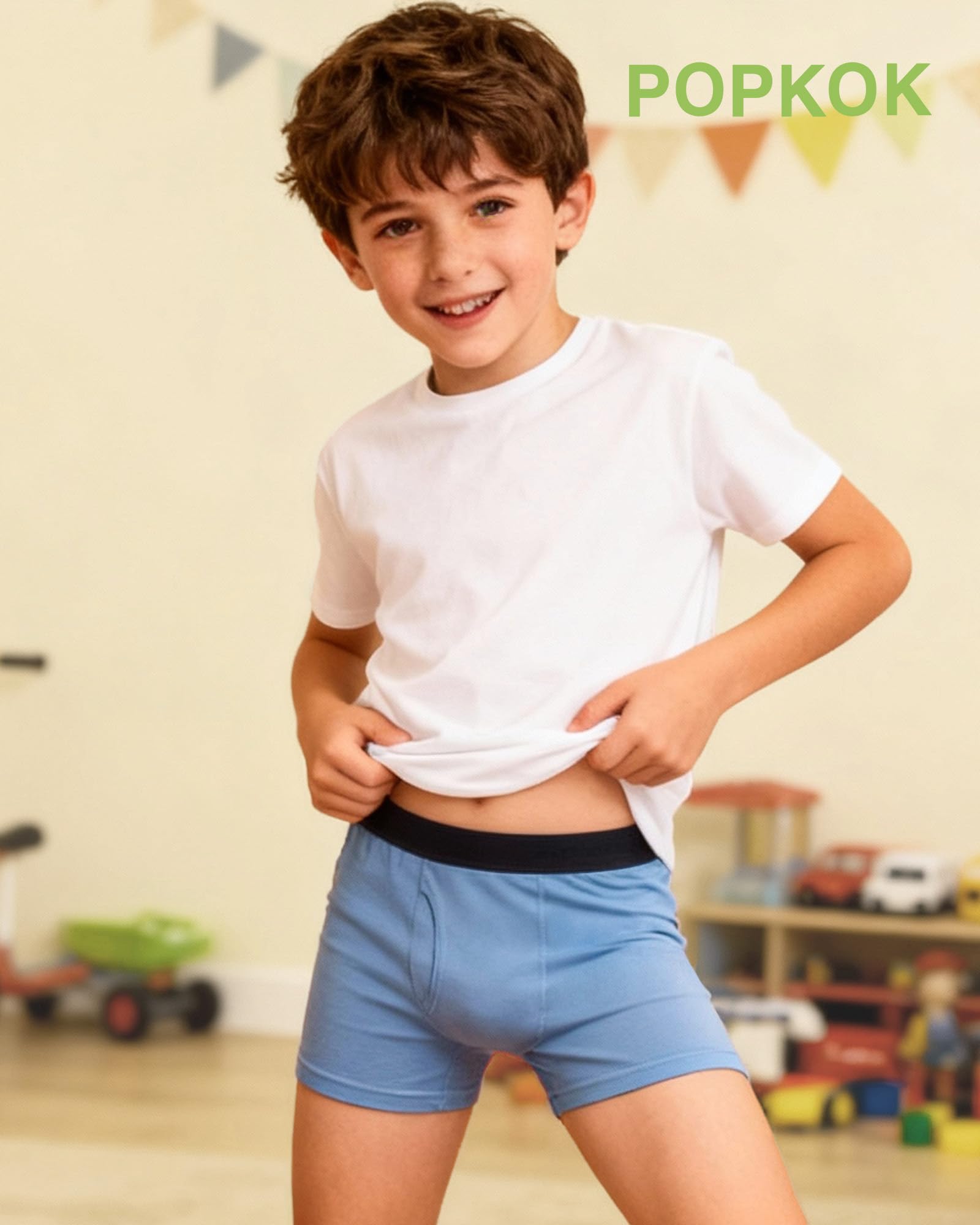 POPKOK Boxershorts Jungen Baumwolle Unterhosen Unterwäsche für Jungen 5er-Pack