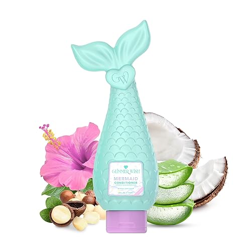 Glimmer Wish Acondicionador Mermaid Kids sin parabenos ni sulfatos para cabello fuerte y liso, cuidado del cabello de los niños, aroma tropical de