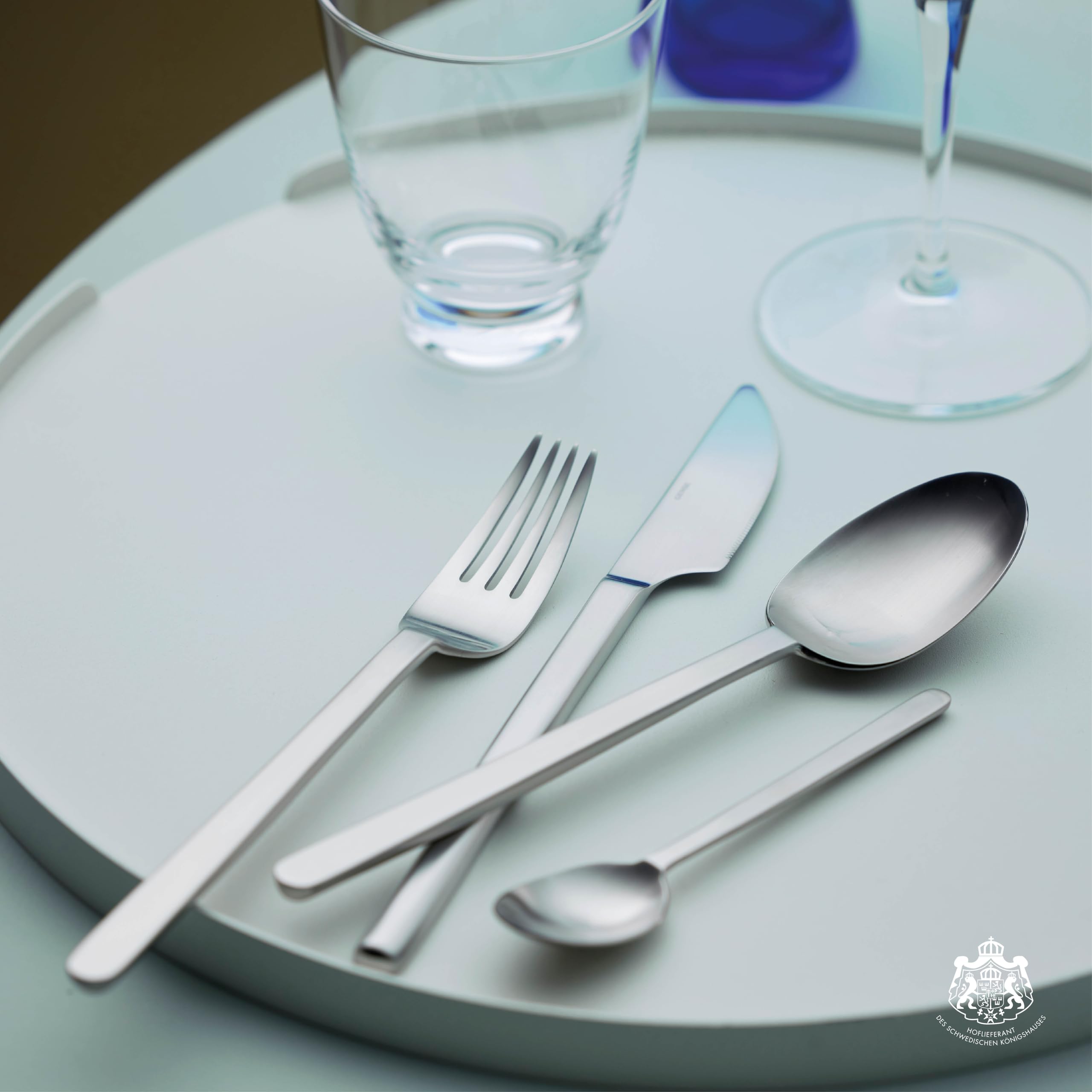 Gense Norm Besteck Set 4 Personen, 16 Teiliges Besteckset, Essbesteck Set aus Mattem Stahl, Spülmaschinenfest, Skandinavisches Design