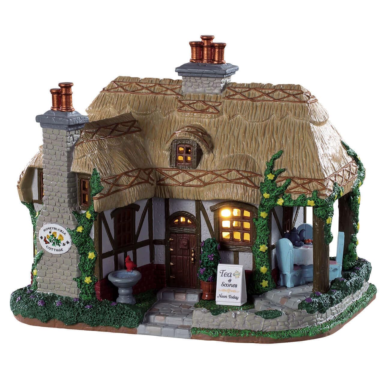 Lemax White Christmas Village Honeysuckle Cottage Battery Operated Led - 95536