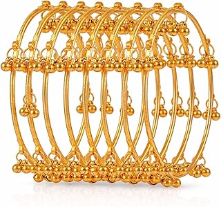 Adaah & Adorn Kashmiri Gold Plated Bangles (Chudi) Set | Premium Ghungroo Style Kashmiri Bangles | Ethnic Wear | Set of 8 Price In India