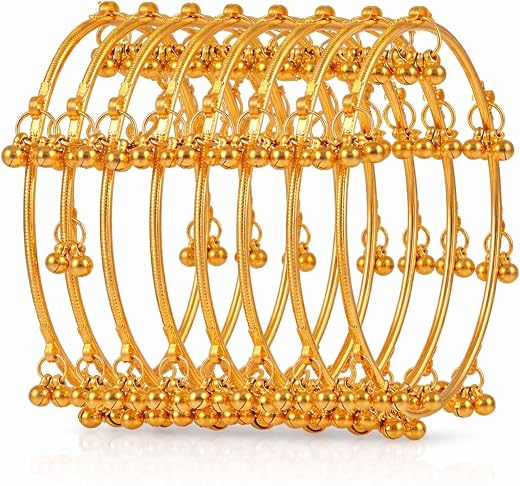 Adaah &amp; Adorn Kashmiri Gold Plated Bangles (Chudi) Set | Premium Ghungroo Style Kashmiri Bangles | Ethnic Wear | Set of 8