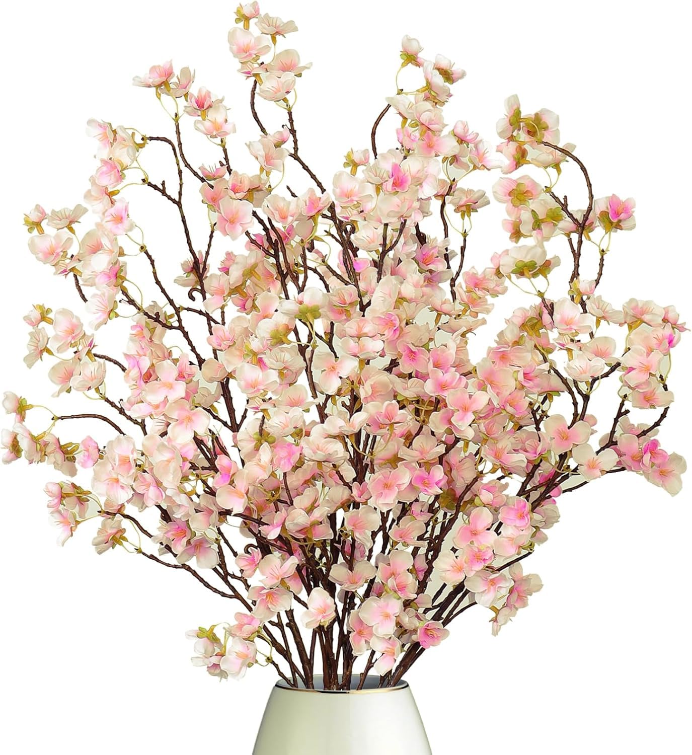 Dremisland 4PCS Artificial Cherry Blossom Branches Pink Plum Blossom 39.3in Winter Fake Flowers Tree Stems Silk floral Plants Desk Christmas Decoration for Wedding Bouquets Party Table Vase Decor