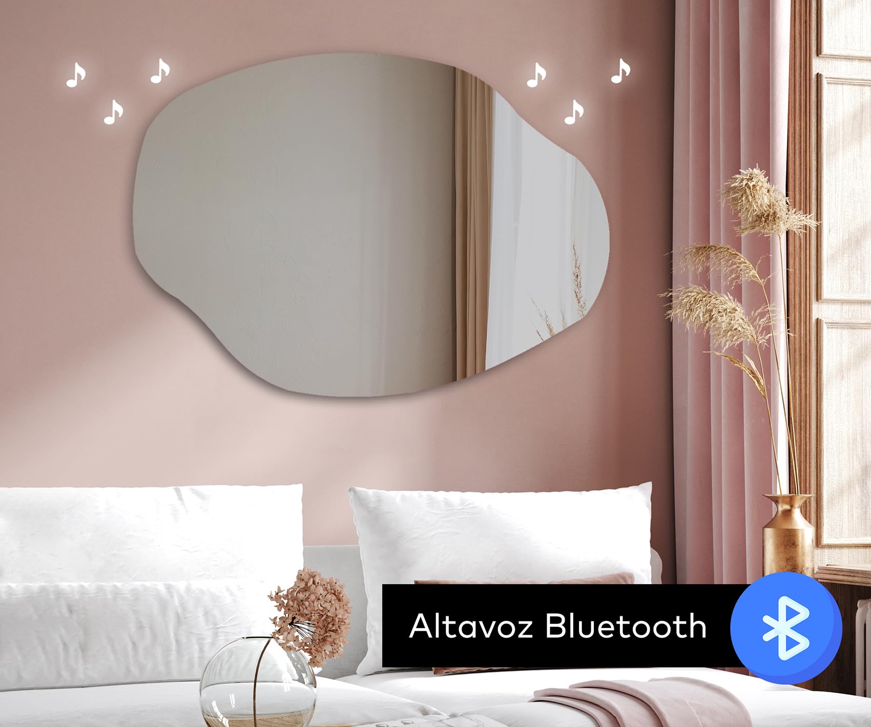 A ARTFORMA Espejos de Pared Decorativos con LED a Medida con Luces 74x54 cm | Espejo de Baño con Iluminación luz LED con Accesorios | Diferentes tamaños | OBK221