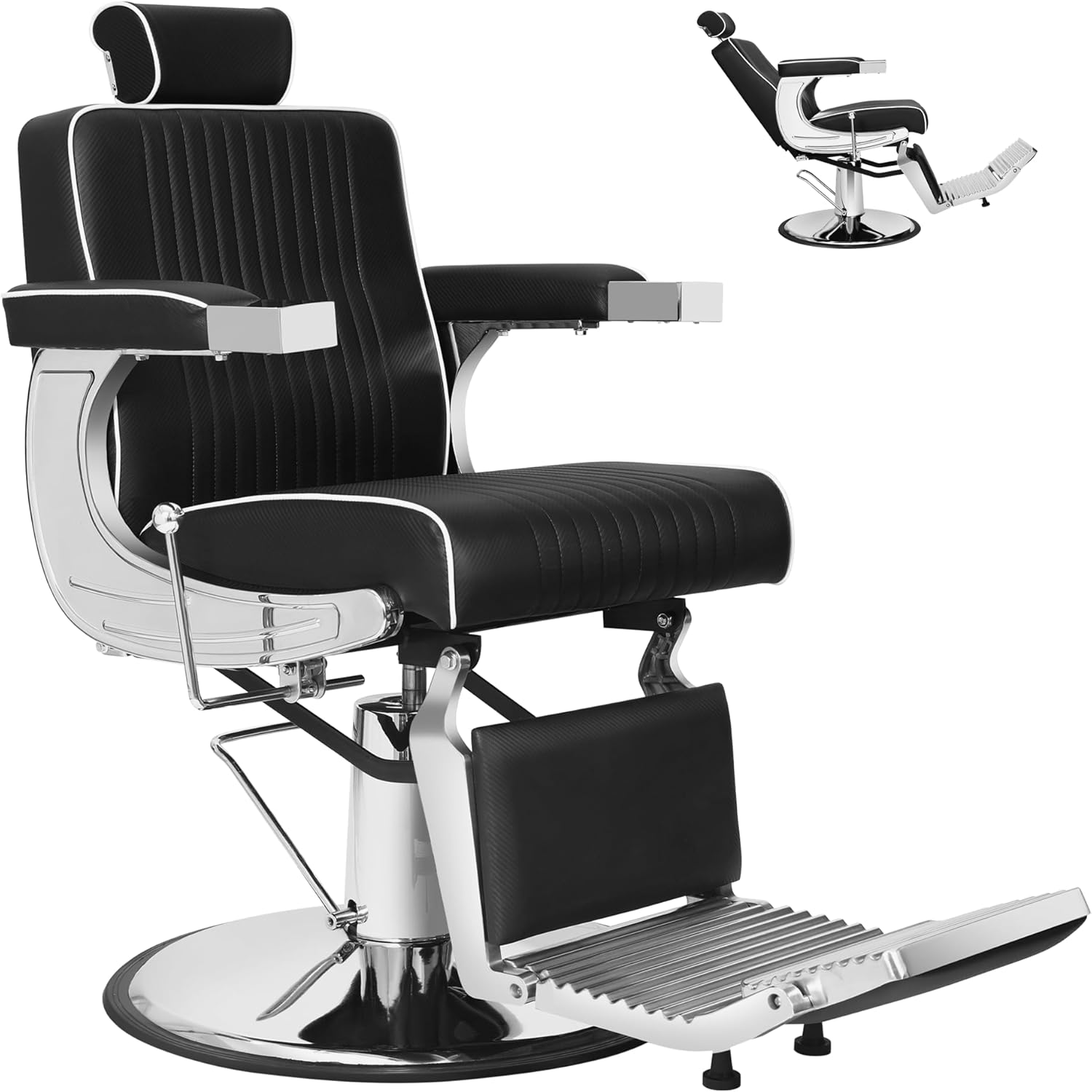 Heavy Duty Barber Chair Hydraulic Hair Salon Chairs for Hair Stylist Tattoo Armchair Beauty Equipment Black Silver