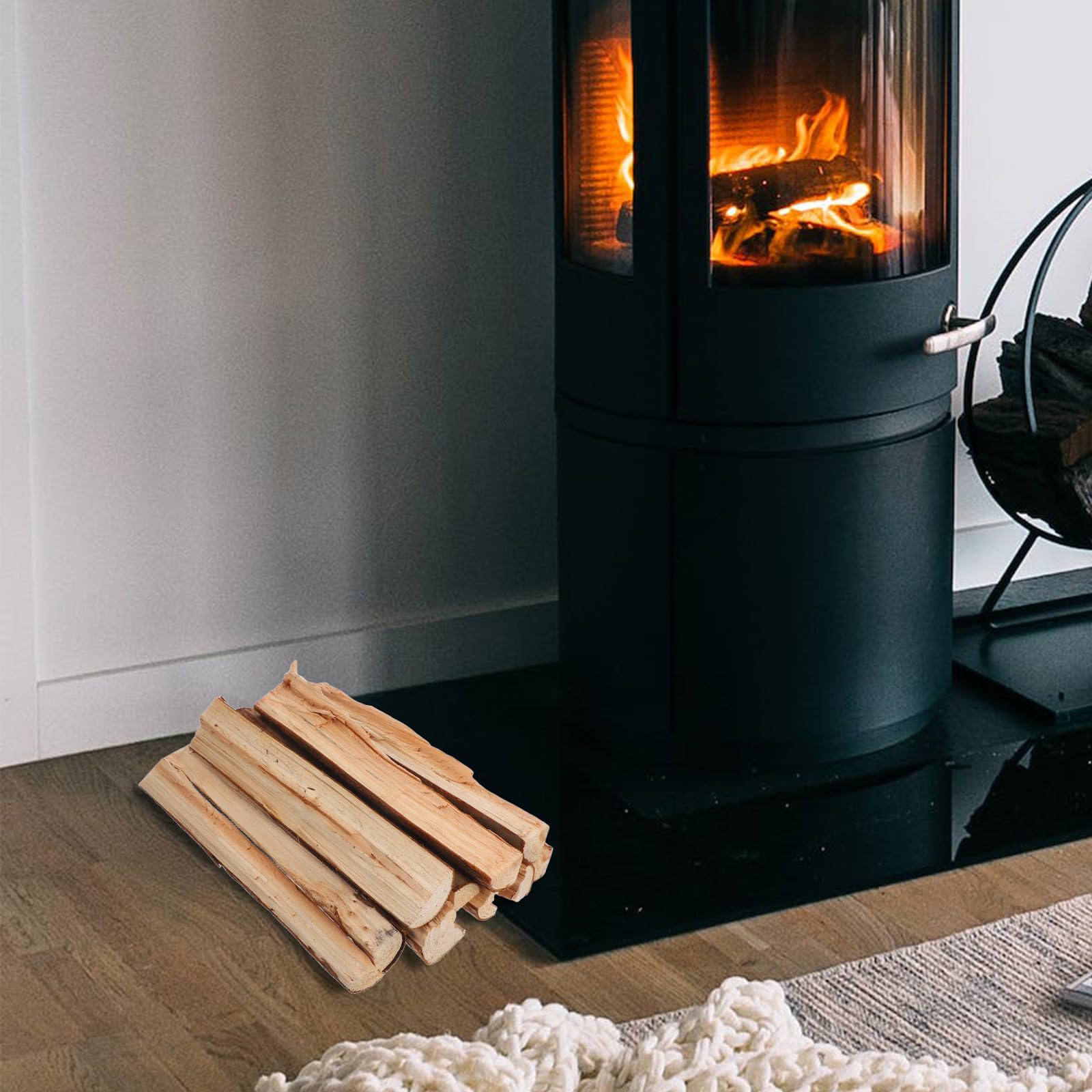 10 Troncos de Chimenea Decorativos de Madera Marrón Estilo Rústico para Decoración de Interiores y Fiestas al Aire Libre
