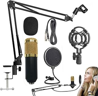 Yeeda Condenser Microphone Bundle BM-800 Microphone Kit with Adjustable Microphone Arm, USB Microphone Kit, Streaming Podcast PC Recording, Gaming Condenser Computer Microphone Set