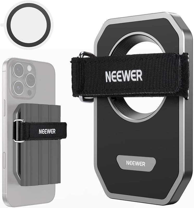 NEEWER Magnetic SSD Mount with Upgraded Touch Fastener, PA040 | SSD Holder Compatible with MagSafe iPhone 16 Pro Max 15 Pro Max 16 Pro 15 Pro Prores Video Recording Samsung Lexar Sandisk