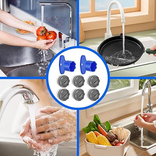 Miniatura 7 de Aireadores de grifo con herramienta de llave de extracción de 0.728 in de alta eficiencia de ahorro de agua, juego de restrictor de flujo de