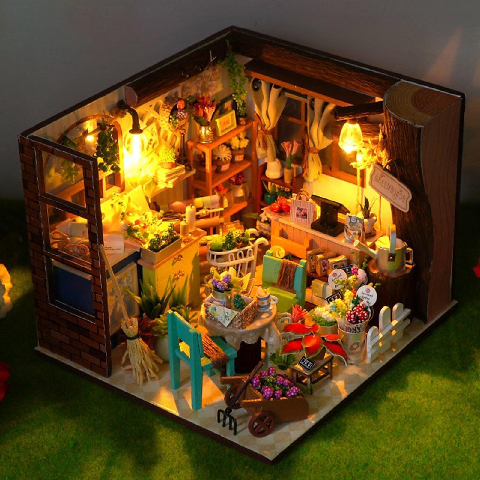 Kit fai da te per una casa in miniatura Giocattolo Di Costruzione | Kit Casa Delle Bambole Per la decorazione di scrivania, dormitorio, appartamento, libreria, soggiorno e