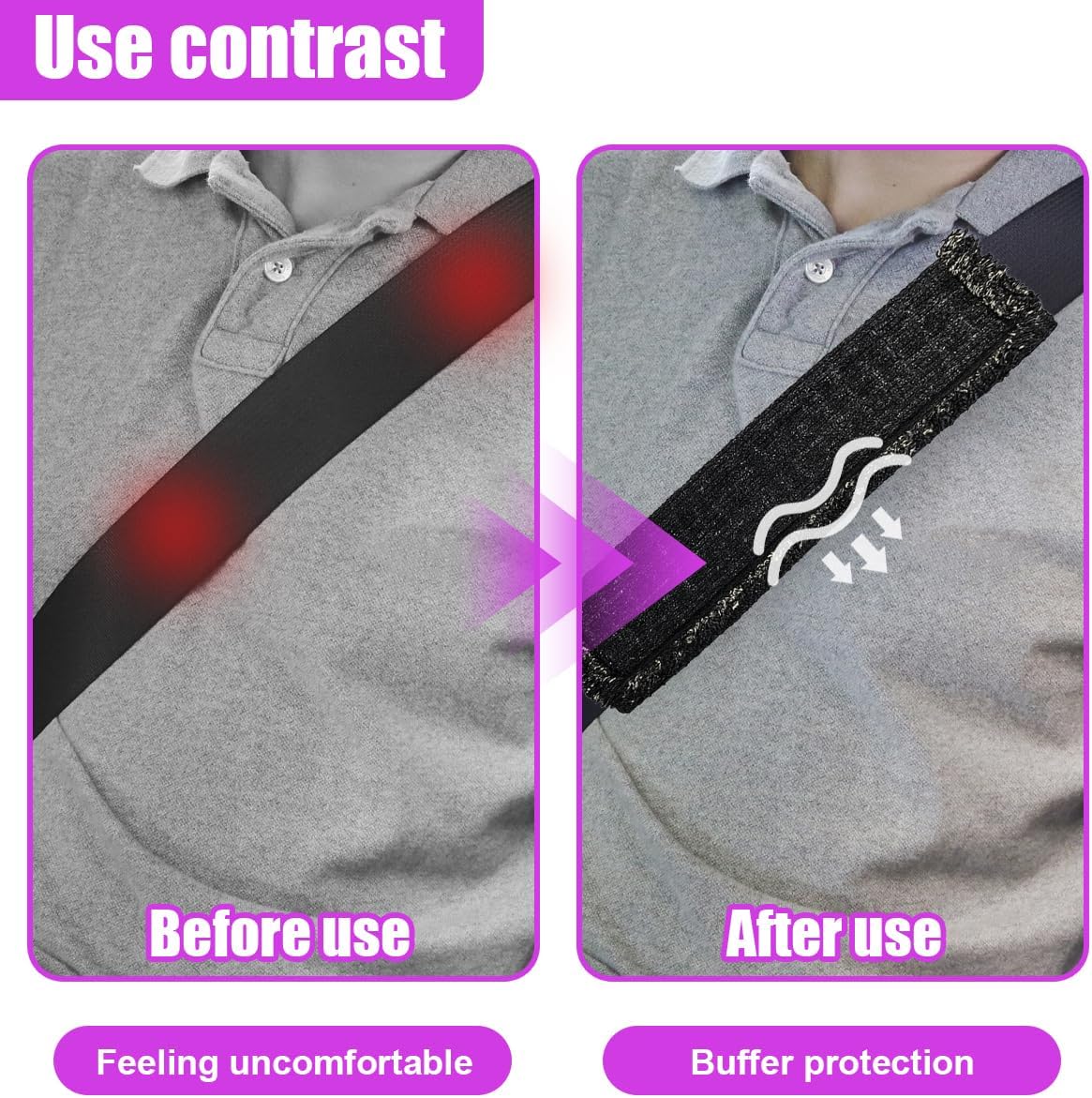 2PCS Car Seat Belt Covers, Soft Breathable Auto Harness Shoulder Pad Cushion, Comfort Driving Shoulder Pad Protector for Adults Kids Women & Men (Black) image 4