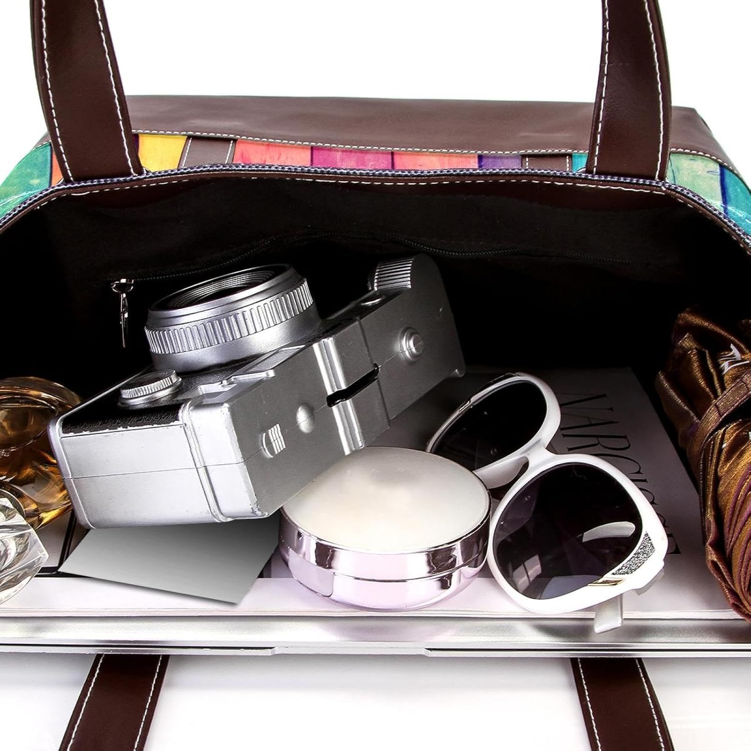 [YTYVAGT] 女性用財布、女性用トートバッグ、女性用ハンドバッグ,ヴィンテージウッドカラーストライプ