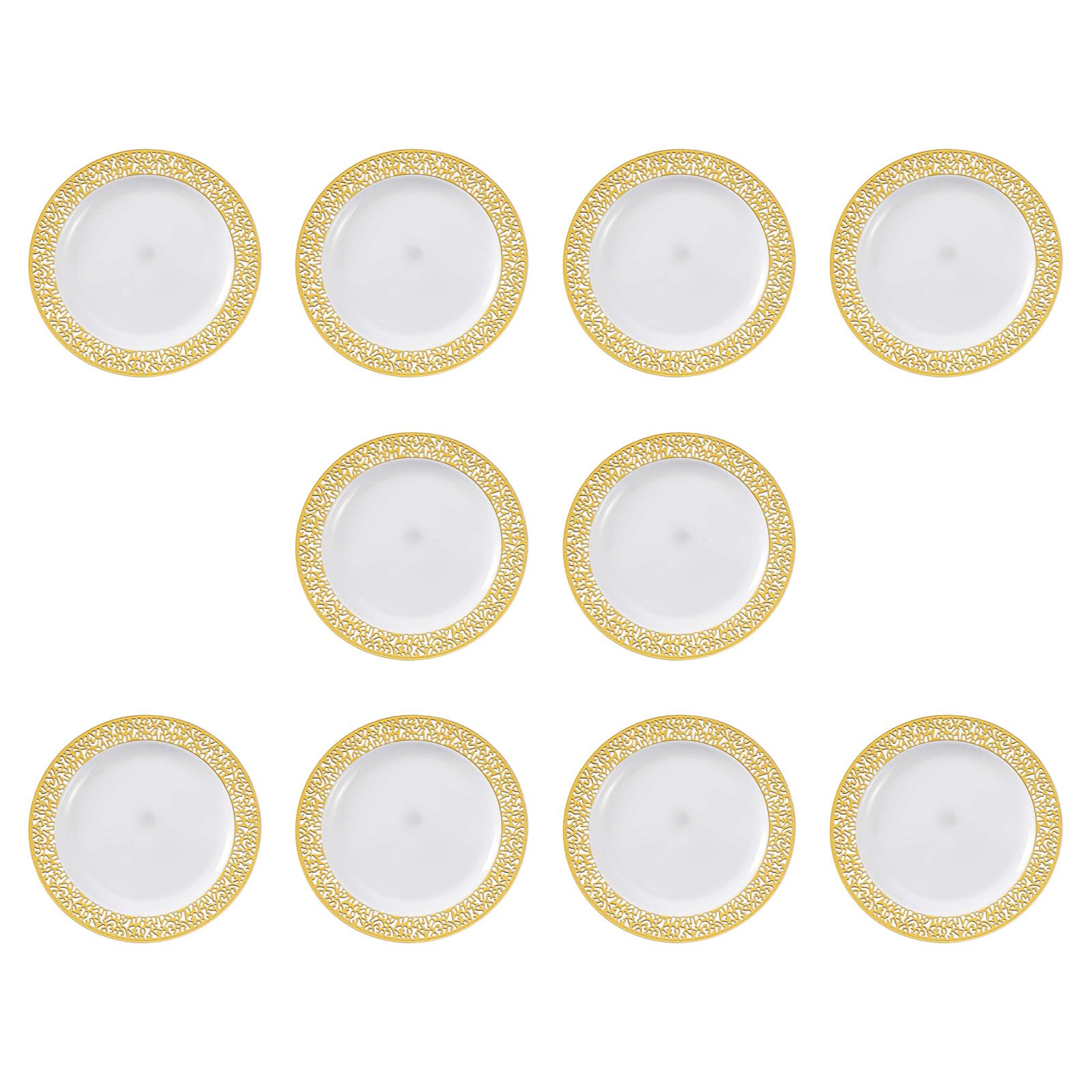 carotoe 10 Elegant Plates Sturdy with Luxurious Gold Detailing and Decorative Cutouts 10.25 Inch Size Dinner Plates Celebratory Celebration Dishes