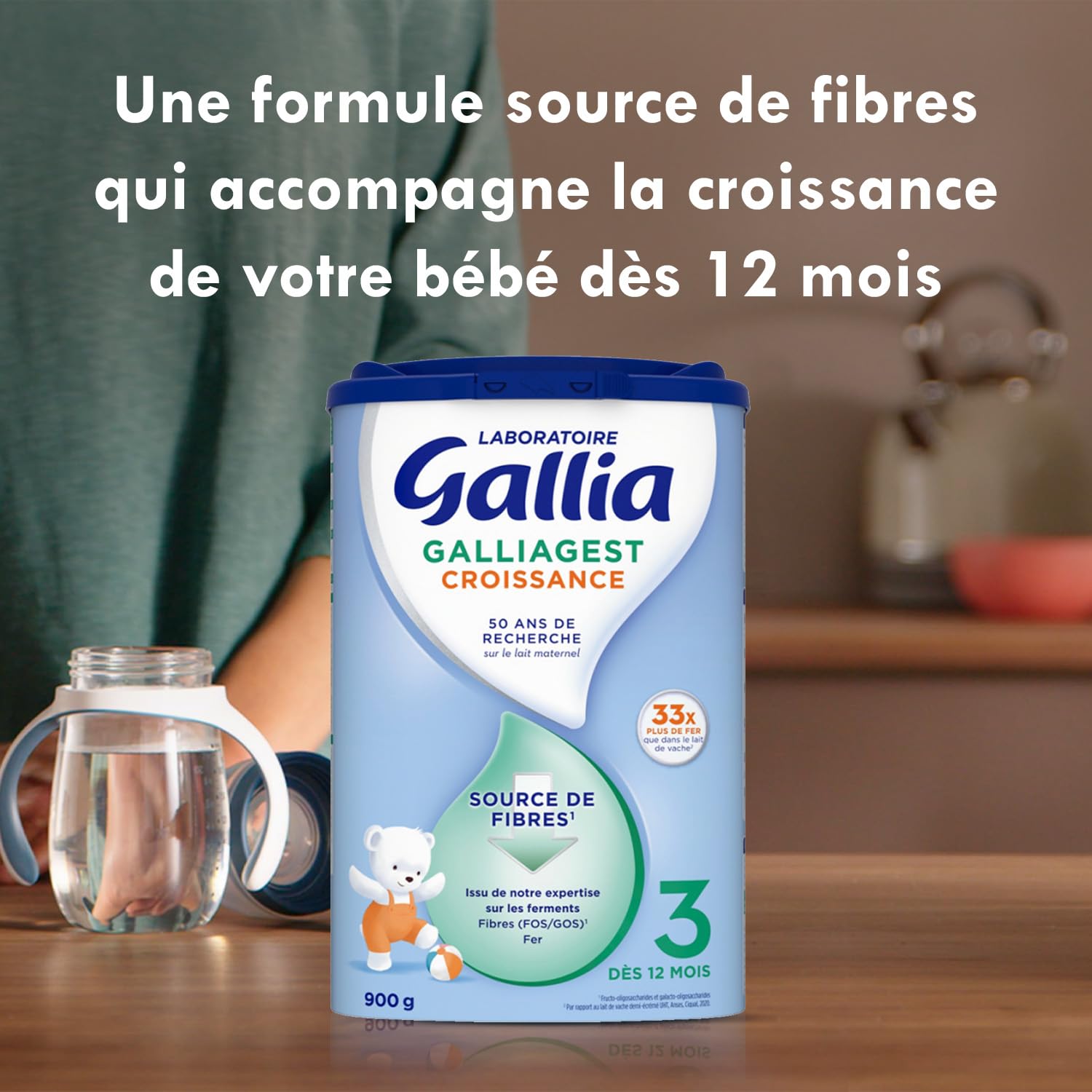 Laboratoire Gallia - Galliagest Croissance 3ème âge - Lait en Poudre pour Bébé - Dès 12 Mois - 78 Biberons - Lot de 3x900g