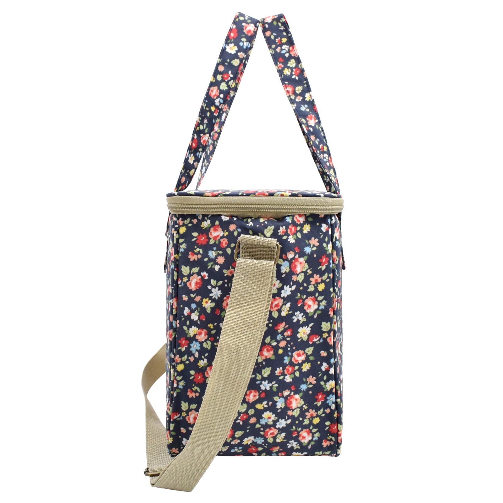Nanxson Insulated Lunch Bag for Women Men Floral Cool Bag Lunch Box Waterproof Large Capacity Tote Bag for Picnics Work School (11L,A-Navy) - Image 3
