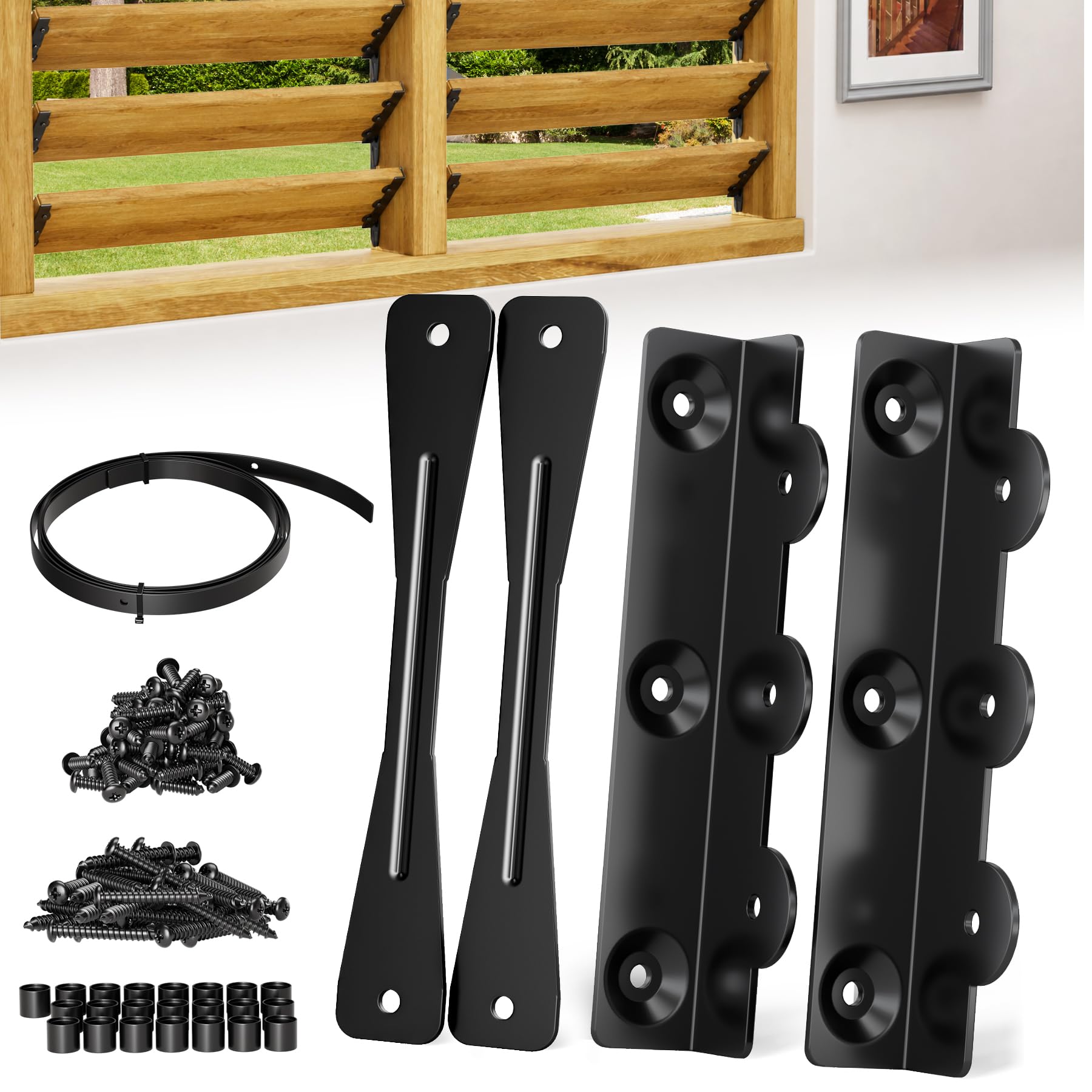 Louver Bracket Kit,Deck Sunblind System Bracket for DIY Privacy Deck-1 Set