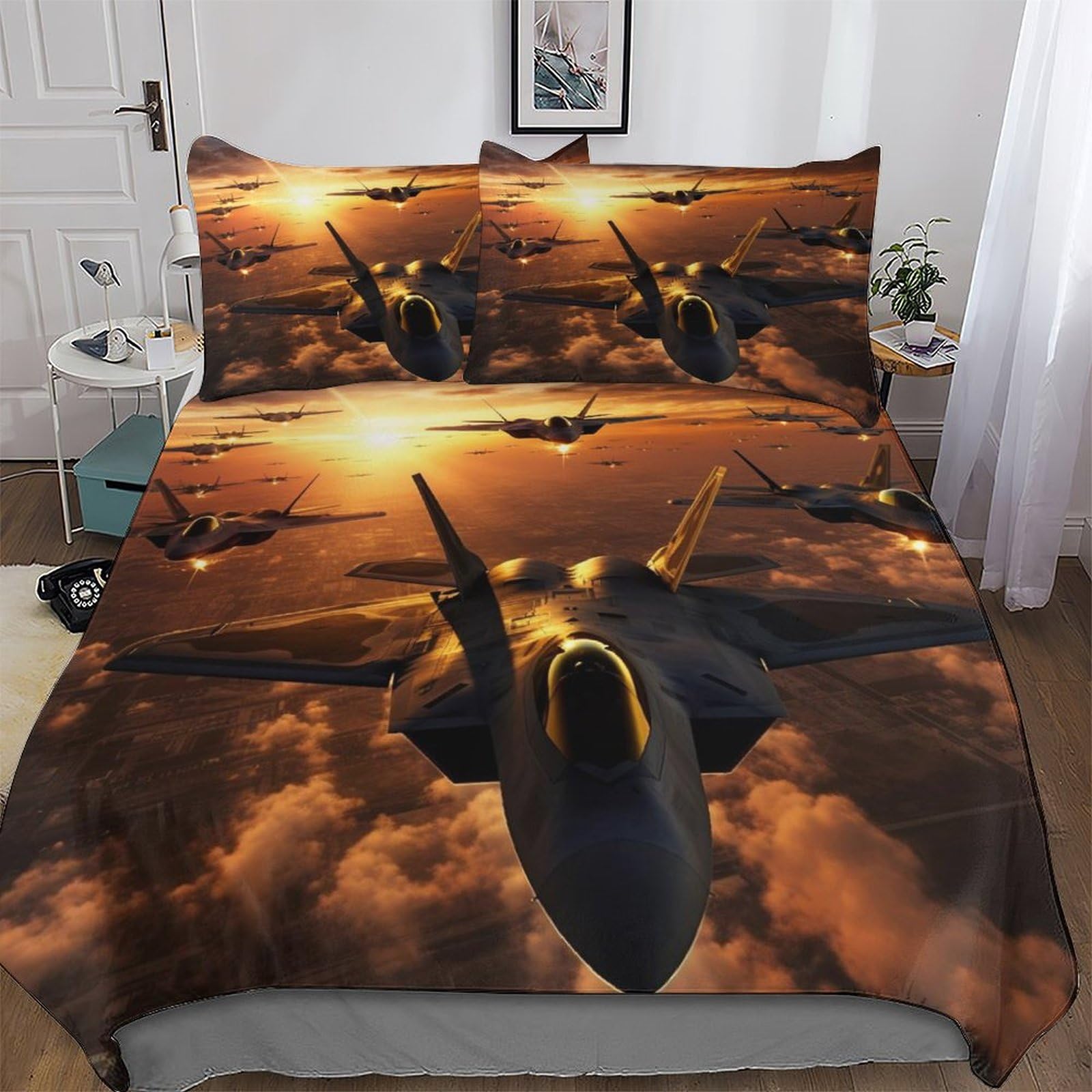Parure de lit airplane combattant pour en finir avec le linge rêche et terne en 220x240