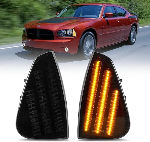 2 luces LED de esquina delanteras y laterales para Dodge Charger 2006 2007 2008 2009 2010 marcador lateral intermitente Lámparas de esquina para