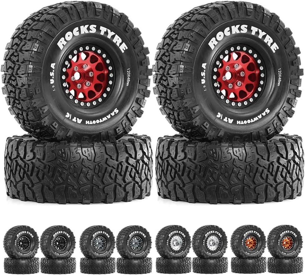 ビードロックホイールリム 120mm 1.9" ゴムタイヤセット（4個） 1/10 RCクローラーカー 10 Pro Cap