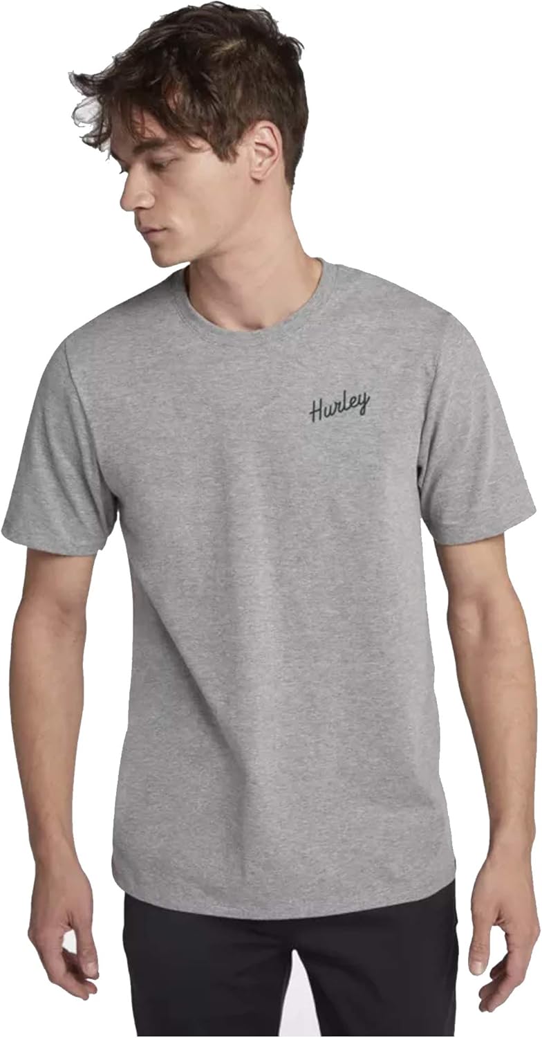 Hurley Men's Premium Chained Oversized Crew Neck Everyday T Shirt, Dark Grey Heather (063), Medium