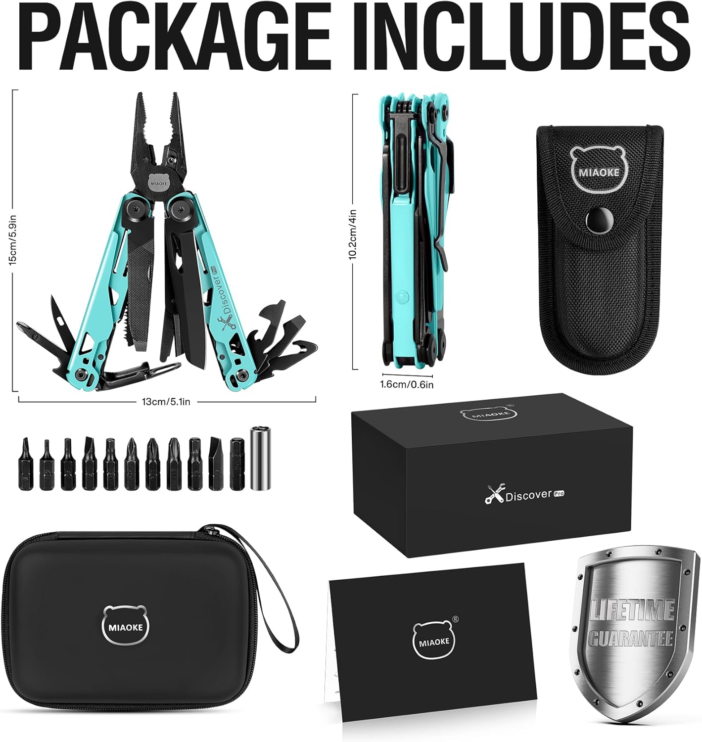 MIAOKE Multitool 23 in 1 with Premium Gift Box, Screwdrivers Saw Screwdrivers Bottle Opener Pliers Camping Knife Cool Gadgets for Men, Best Gift for Boyfriend Son Dad Him Husband, (Gulf Blue)
