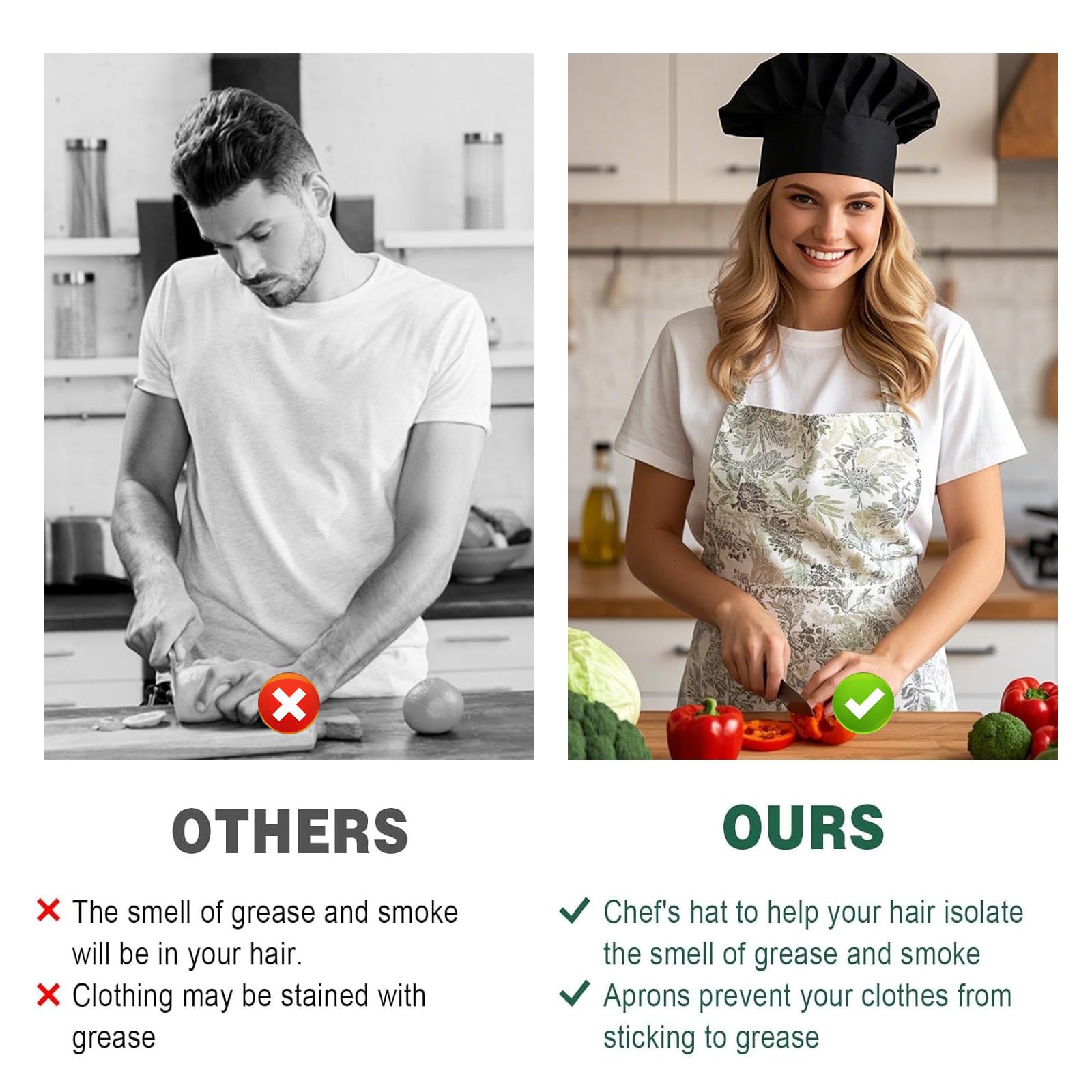 3 Piezas Gorro de Cocinero Unisex, Gorro De Chef, Sombrero de Cocinero Ajustables en Algodón Elástico, Uniforme de Cocina, Gorros de Chef para Hornear, Fiesta, Cocina, Restaurante (Negro)