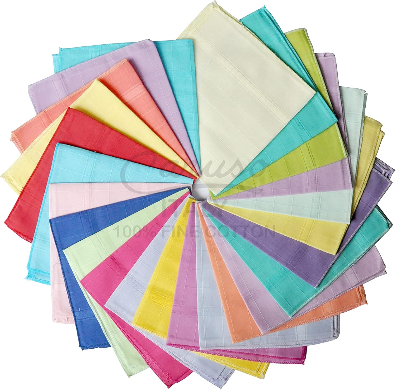 Caruso Italy Women's 100% Pure Cotton Light Multicolor Rangoli Handkerchief