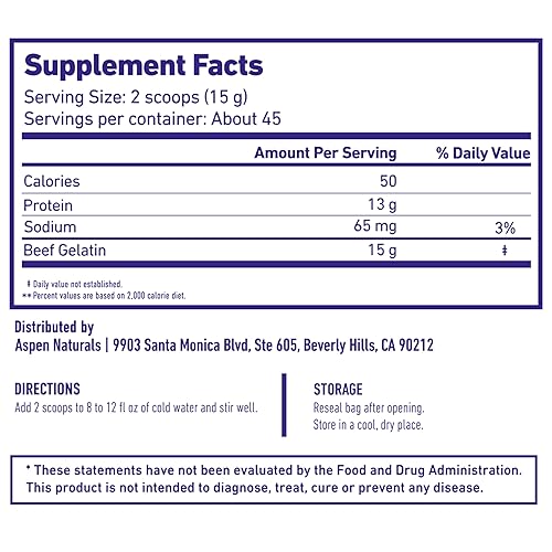Miniatura 2 de Aspen Naturals Polvo de gelatina de carne de res alimentada con pasto. Gelatina alimentada con pasto, sin OMG, amigable con paleo (24 onzas).