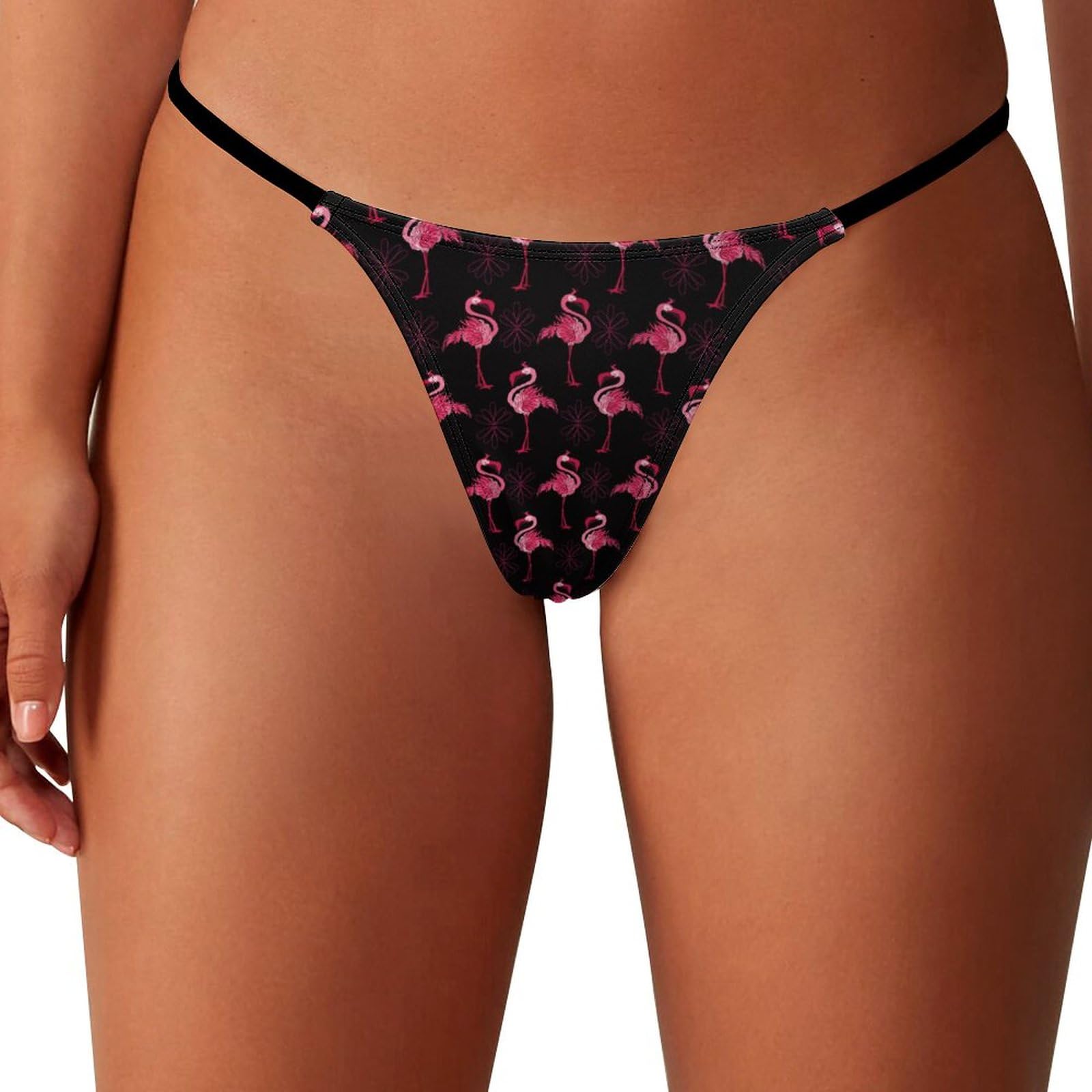 FJQWKLF Pink Flamingos Thongs for Women T-back G String Hipster Sexy Bikini No Show Underwear Panties