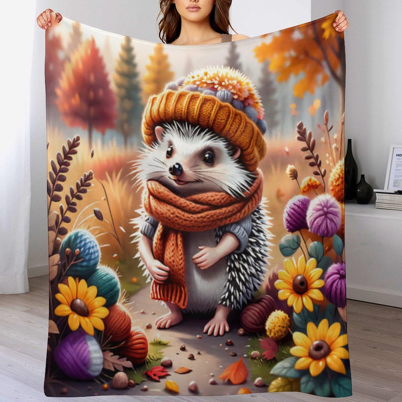 Manta de erizo de franela para sofa y cama suave colcha de forro polar infantil 100x130 cm