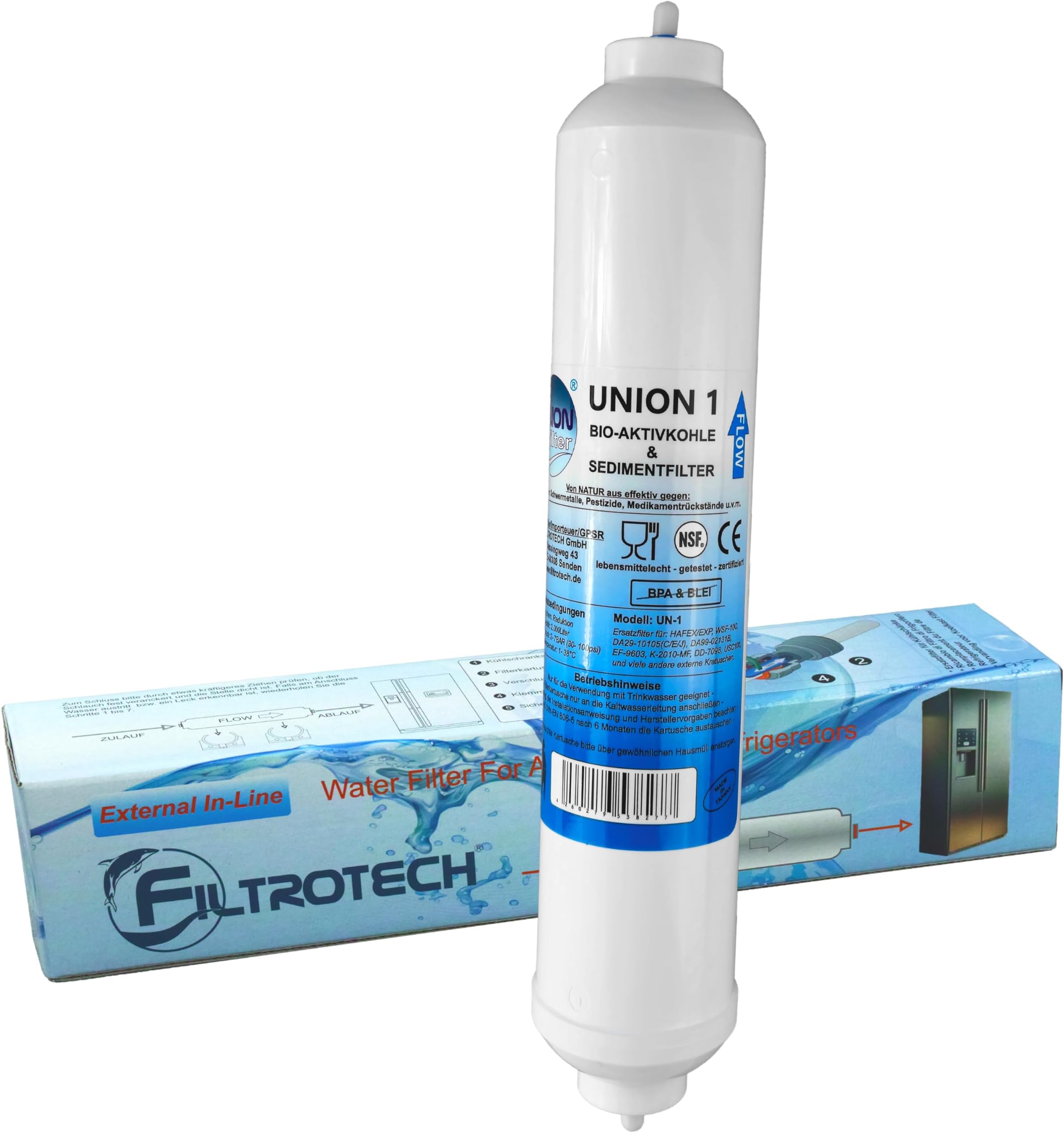 Water Filter for Side by Side Fridge Samsung LG AEG Haier External Fridge Filter Activated Carbon Filter