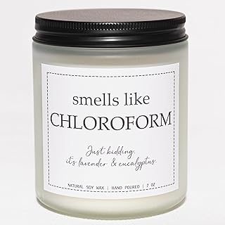 Smells Like Chloroform Candle, True Crime Gifts for Women, Serial Killer Gift, Crime Junkie Merch, Stress Relief Gifts for Women & Men - Lavender & Eucalyptus Soy Wax Scented Candle, 7OZ