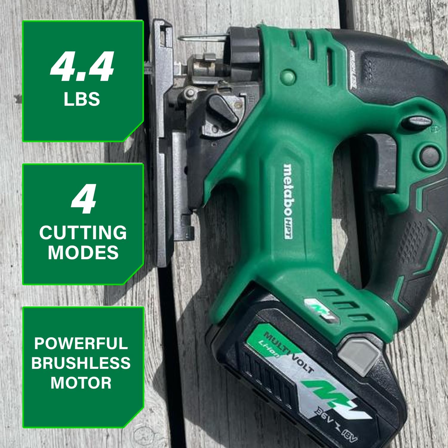 Metabo HPT 36V MultiVolt Cordless Brushless Orbital Jig Saw, Best in Class Cutting Performance, 4-Stage Orbital Action, Variable Speed Control, Lightweight Tool Design, Tool Body Only, CJ36DAQ4