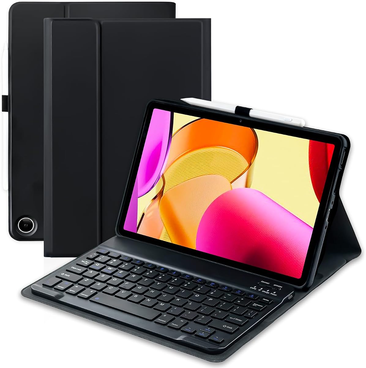 Funda con teclado para Amazon Fire Max 11 de 11,0 pulgadas (13.ª generación, lanzamiento de 2023), puerto de carga tipo C desmontable, funda magnética para teclado con soporte para bolígrafo para tableta Max 11 (negro+negro)