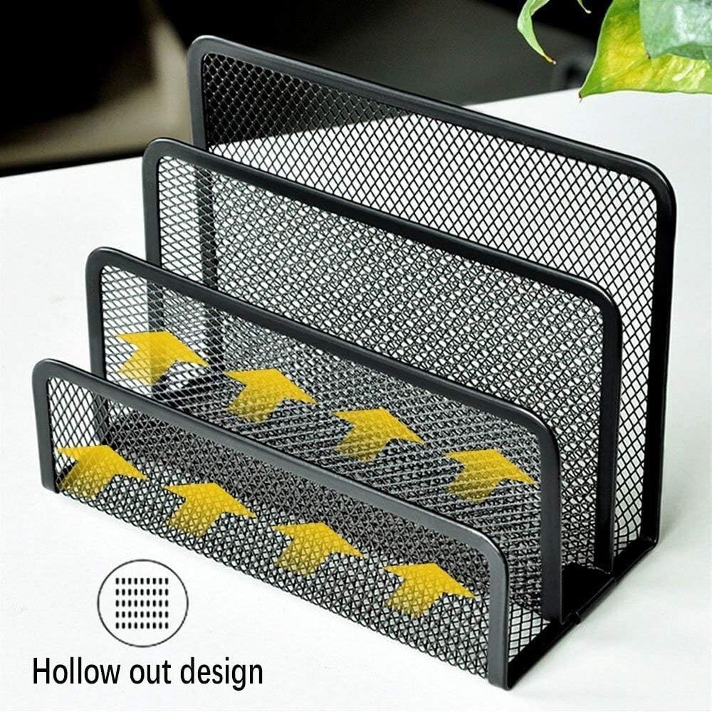Habrur Schreibtisch Organizer Stiftehalter Schreibtisch Schreibtisch-Organizer, Kleiner Aktenhalter, Brief-Organizer, Metallgeflecht, Dokumenten-Ablageordner, Papier-Organizer Organizer Büro