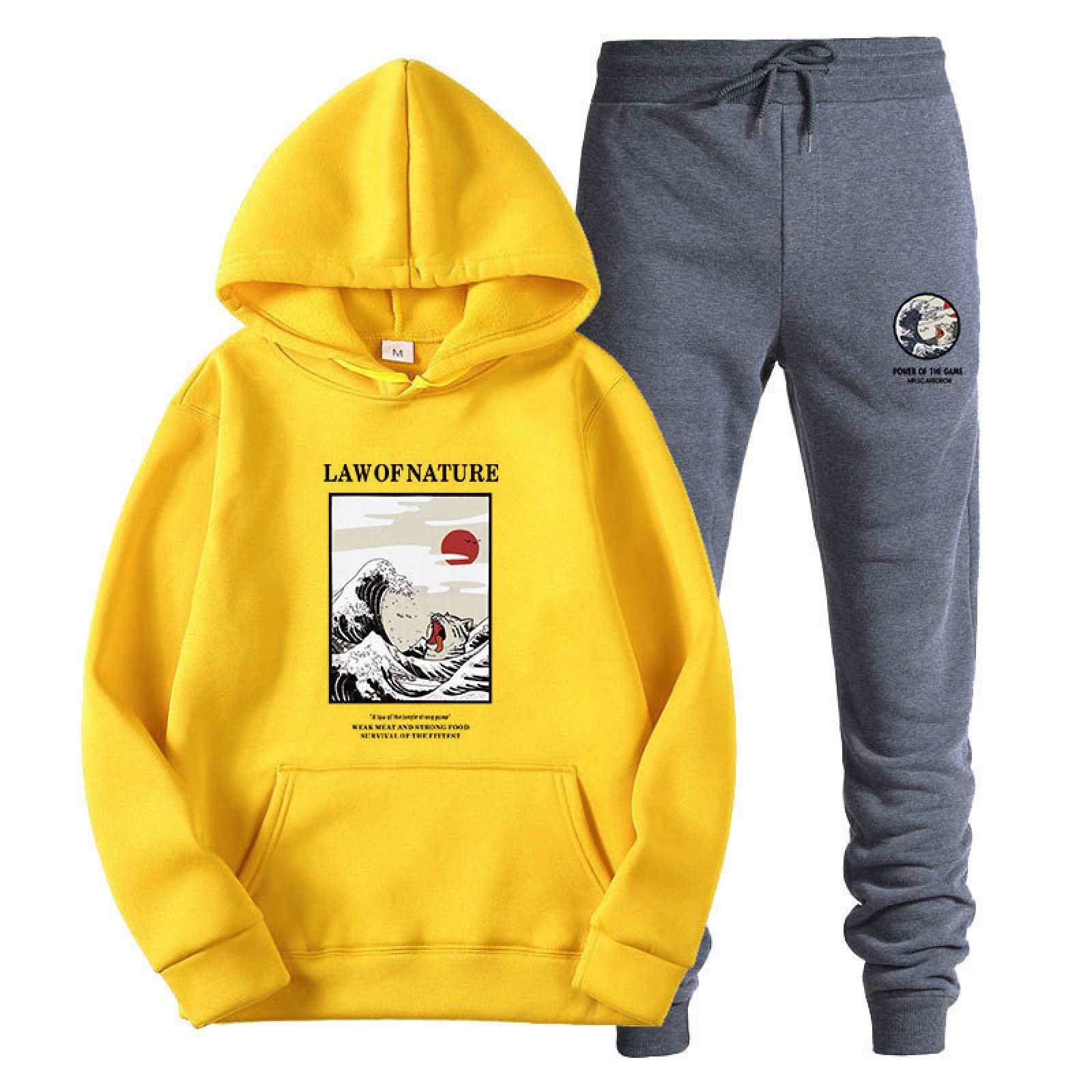TUHGB Hoodie Sweatshirt Set Men's And Women's Pullover Sweatshirt Sweatpants,F-02,3XL