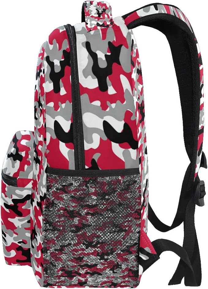 red camouflage backpack