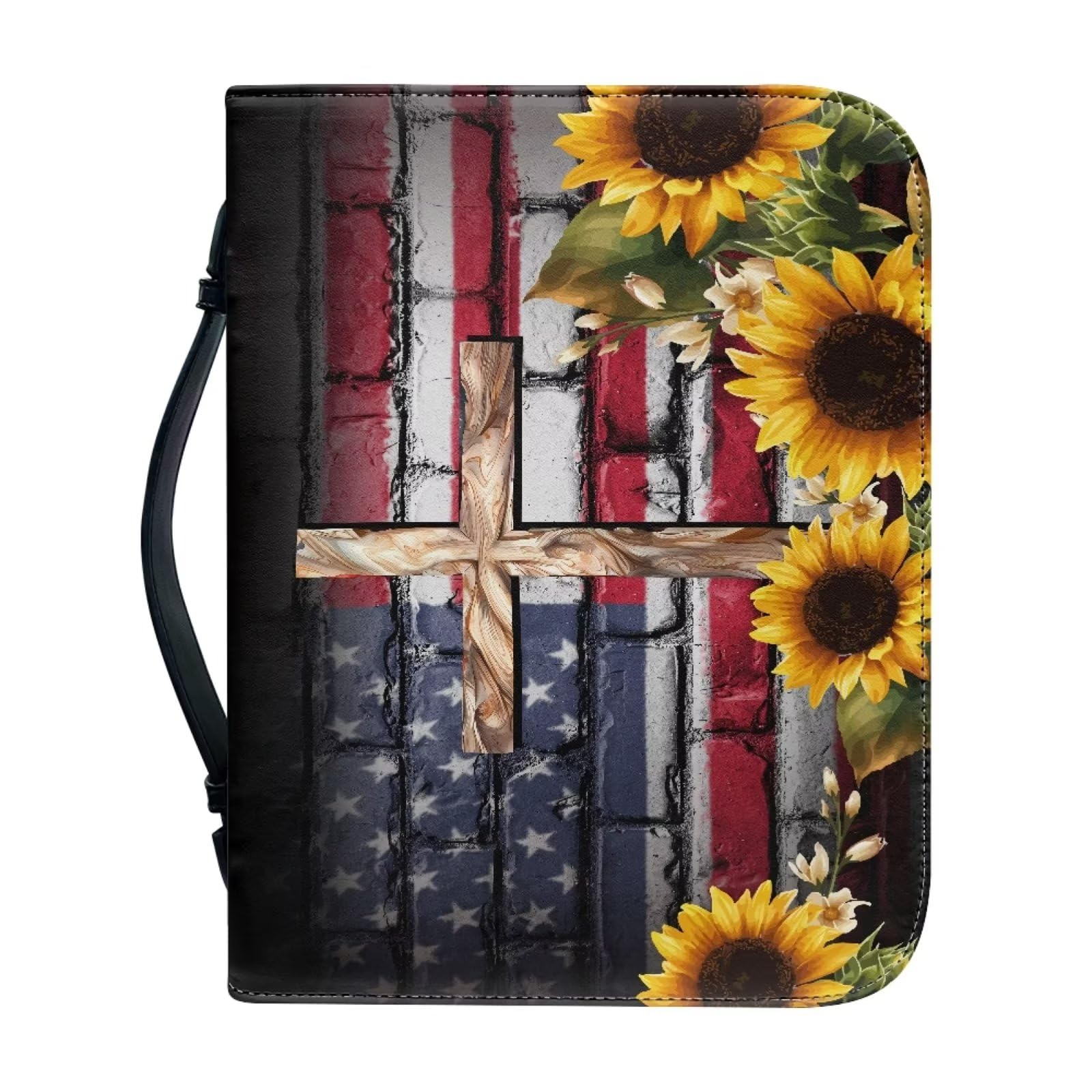 Classic Bible Cover PU Leather Carrying Book Case Church Bag Bible Protective with Handle Gift for Men Women Father Mother Friends — image 1