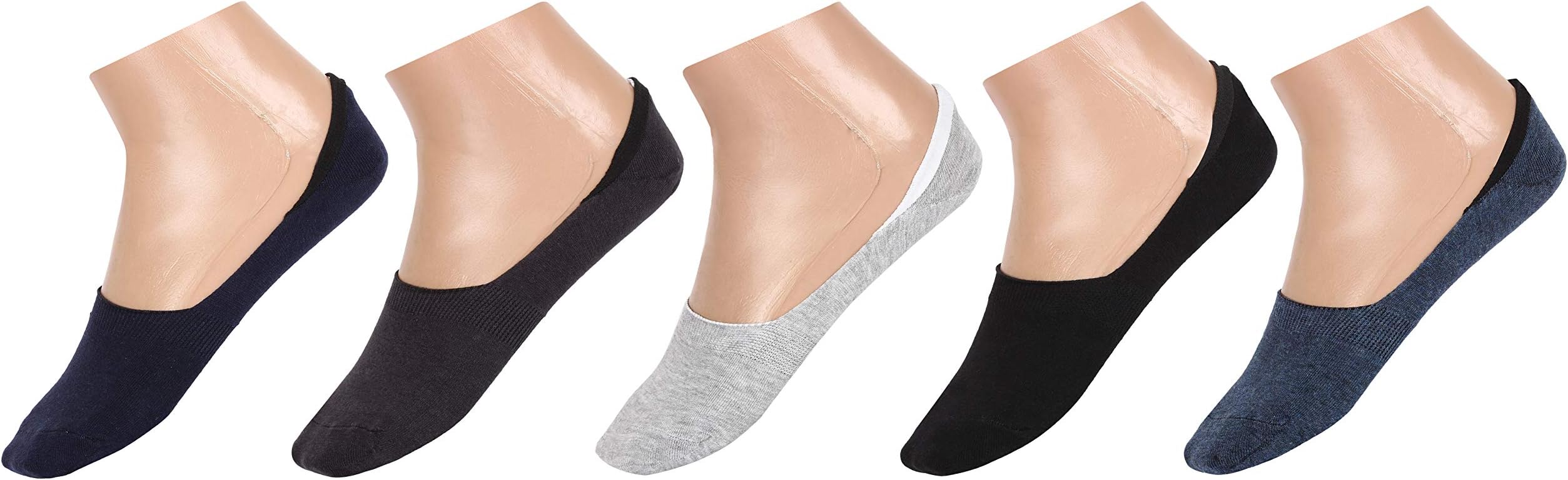 SIDEWOK Unisex Loafer Low Cut Pure Cotton Printed No Show Socks (Multicolour, Free Size) -Combo of 5 Pair (SCS-LL-04)