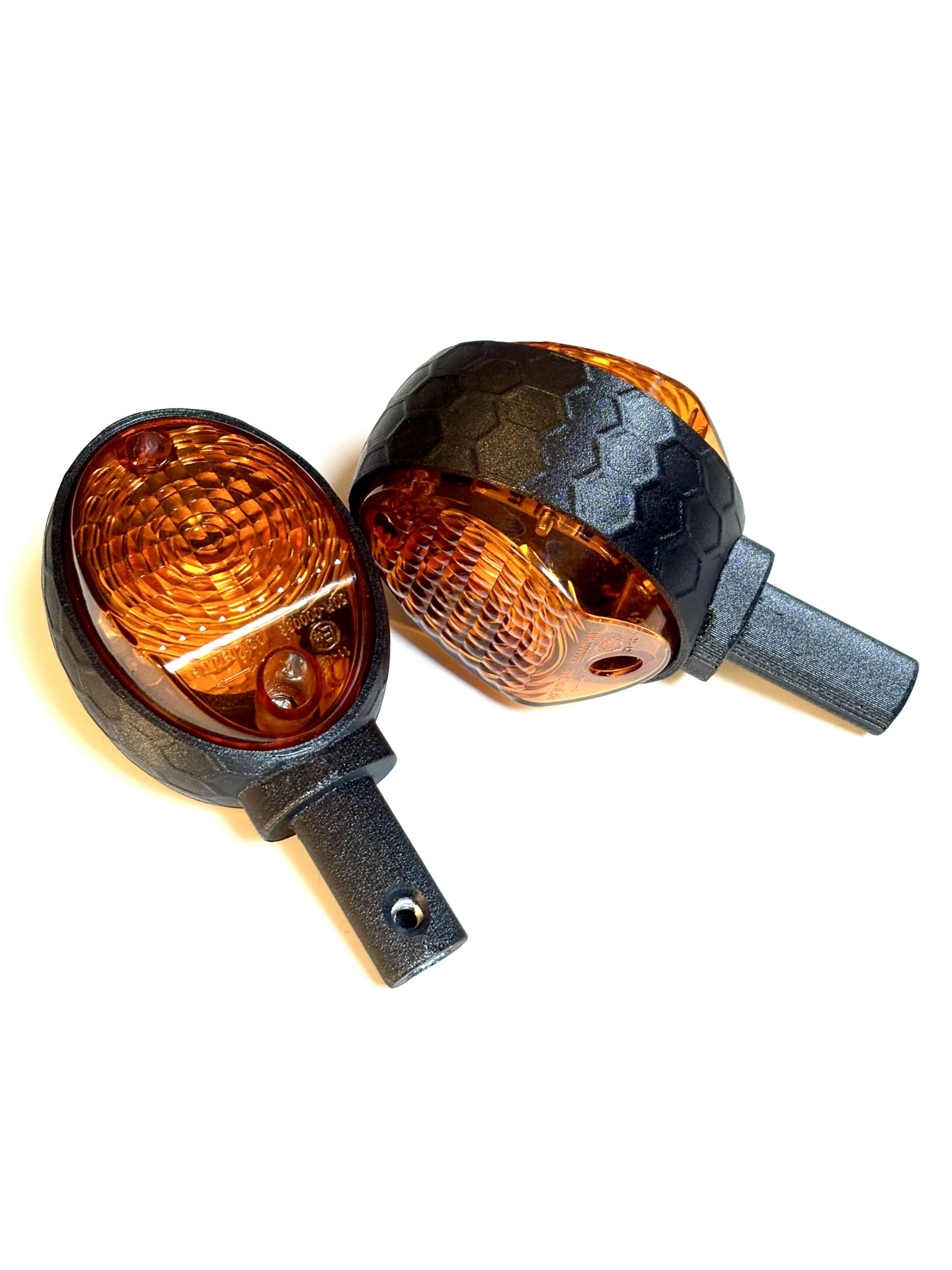 Generisch Simson Schwalbe KR51 Blinker Set komplett, Blinkergeäuse Schwarz, Carbon Wabenoptik, mit Fassung und Gewindeeinsatz, Kein Umbau mit Altteilen nötig!