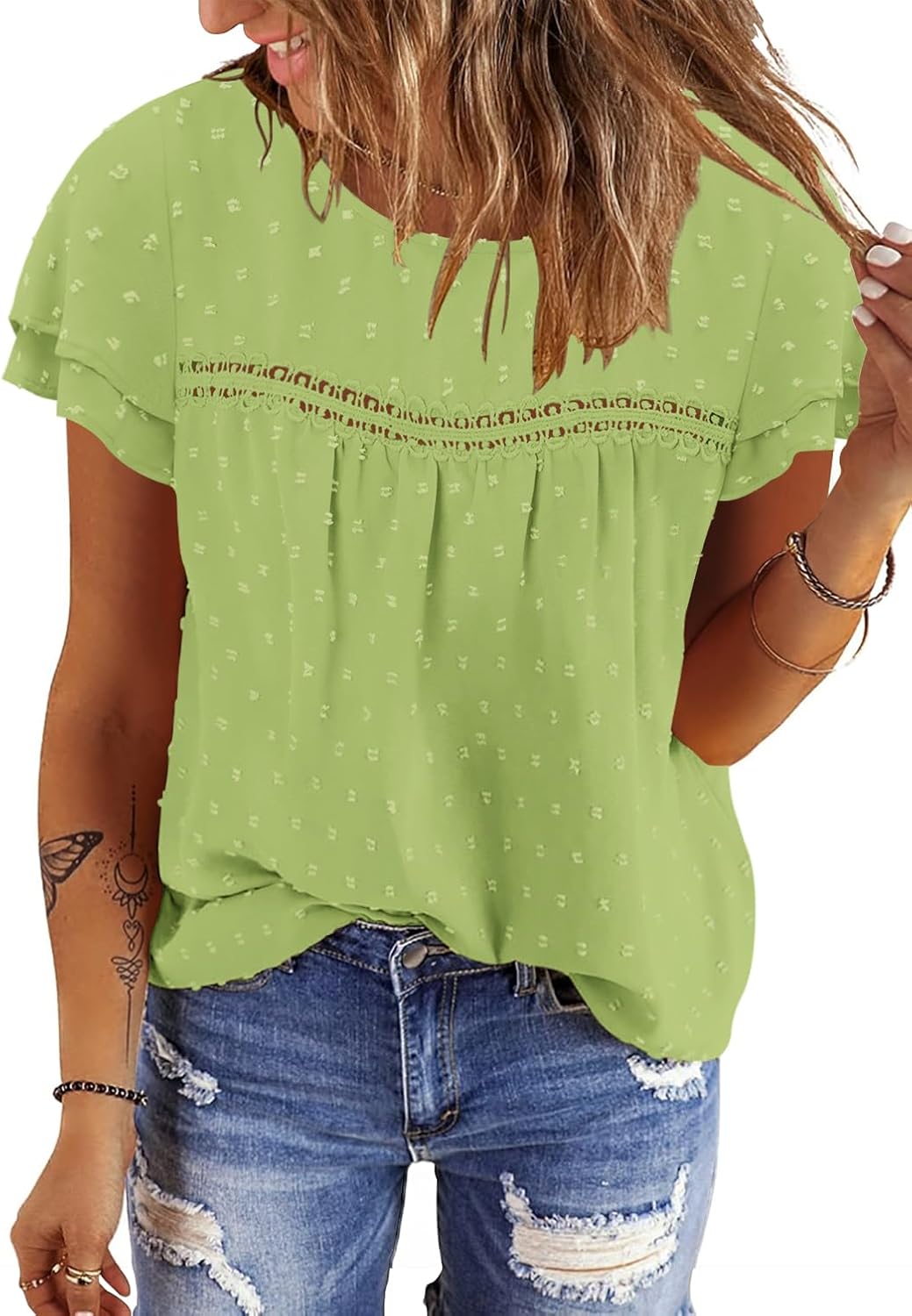 BETTE BOUTIK Women Boho Tops Short Sleeve Summer Flowy Shirts Dressy Casual Loose Trendy Blouses