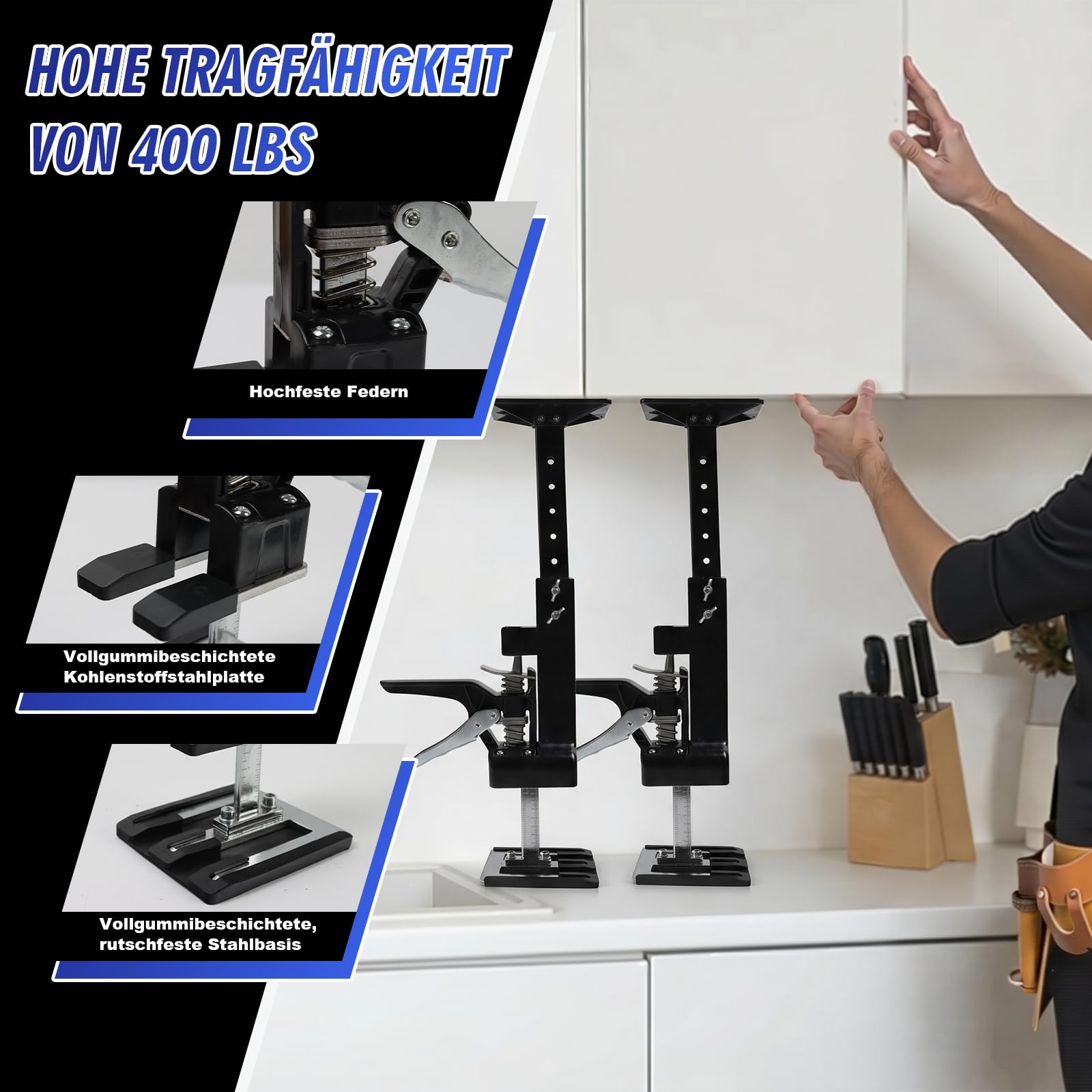 ODWSCBODWSCB 2-in-1 Multi Arbeitssparender Arm mit Skala 2 Pcs Multifunktionale Handhebewerkzeug 400kg für Böden,Türen,Schrankinstallation Heber für Gipskartonplatten