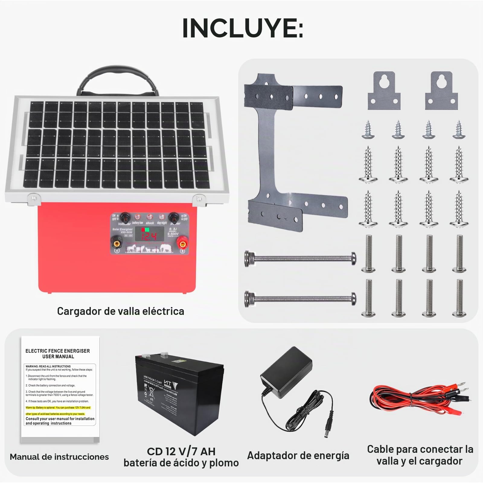 32KM - Cerca eléctrica solar de 9,5 kV pastor eléctrico controlador para caballos, valla eléctrica 0,5 J para cría de animales de pastor, para granja, pasto, jardín (Red)