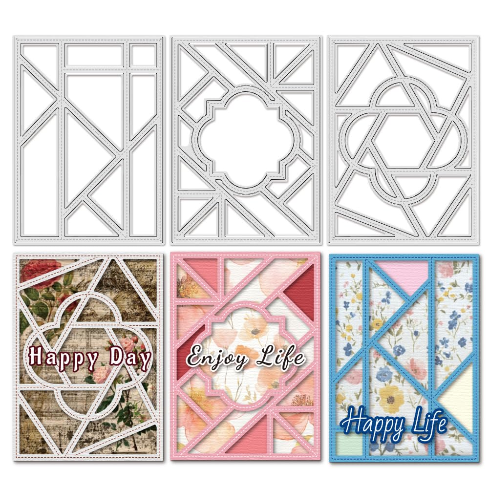 UNICRAFTALE 3Pcs Splicing Rectangular Background Board Cutting Dies for Card Making Frame Scrapbook Metal Reusable Die Cuts Carbon Steel Embossing Stencils Template for DIY Paper Album Decor โ image 1