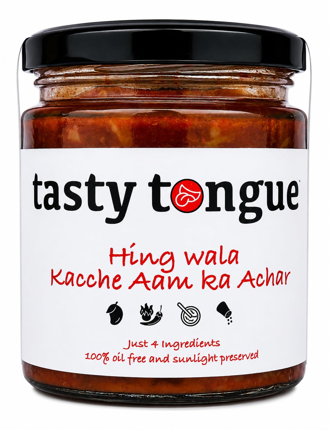 tasty tongue Raw Mango Pickle - Homemade Hing Wala Kacche Aam ka teekha Achar/Hing ki Achari (Spicy Asafoetida-Raw Mango Pickle), Traditional, 100% Oil-Free, preservatives-free, Sun dried Mango and Premium spices, Certified | 190 GMS Glass Jar-image-47
