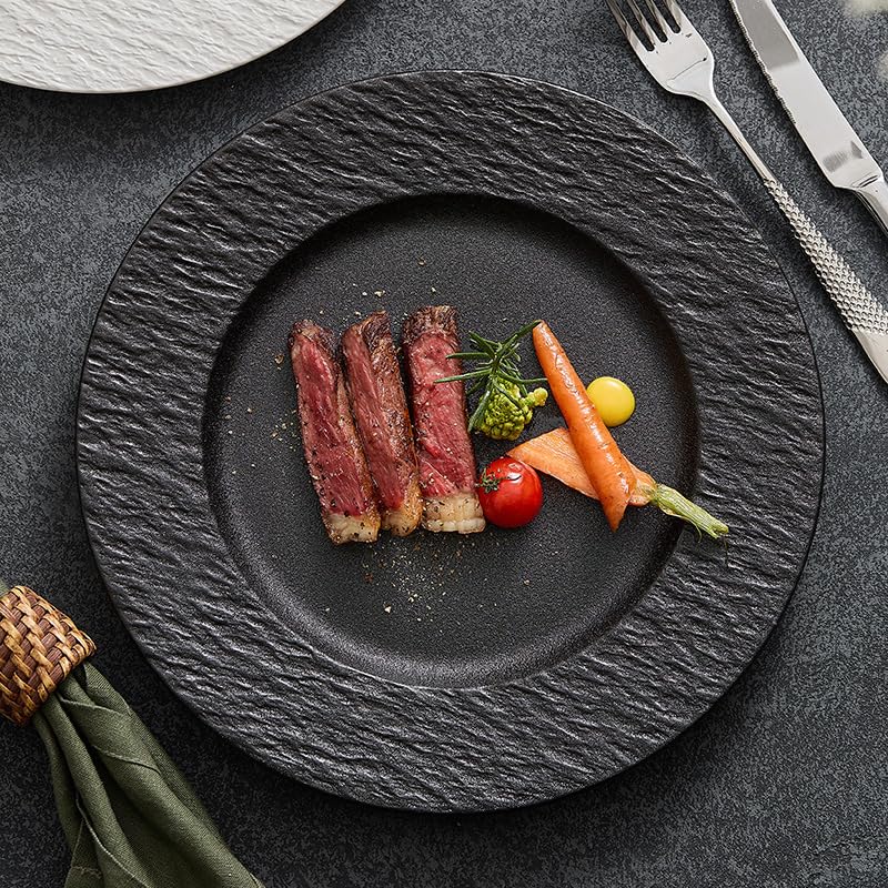 Talerze obiadowe do mięsa platerowanie zachodnie ceramiczne platerowanie domowe wykwintne talerze sałatkowe(biały)