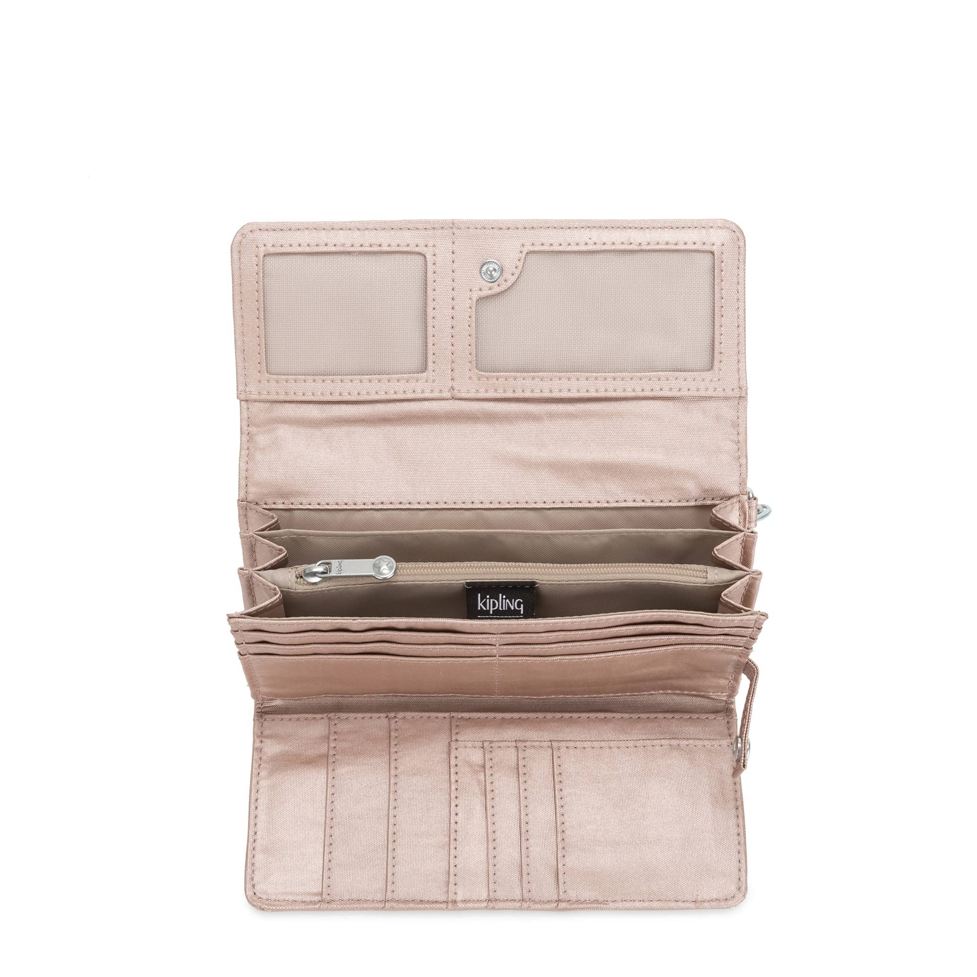 Kipling Rubi - Cartera grande con correa de cuarzo metálico, Cuarzo Metálico