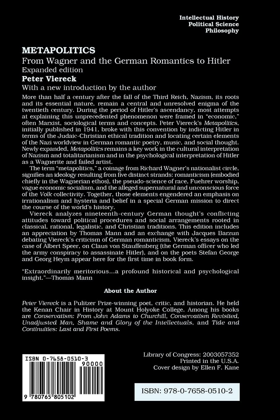 Metapolitics: From Wagner and the German Romantics to Hitler